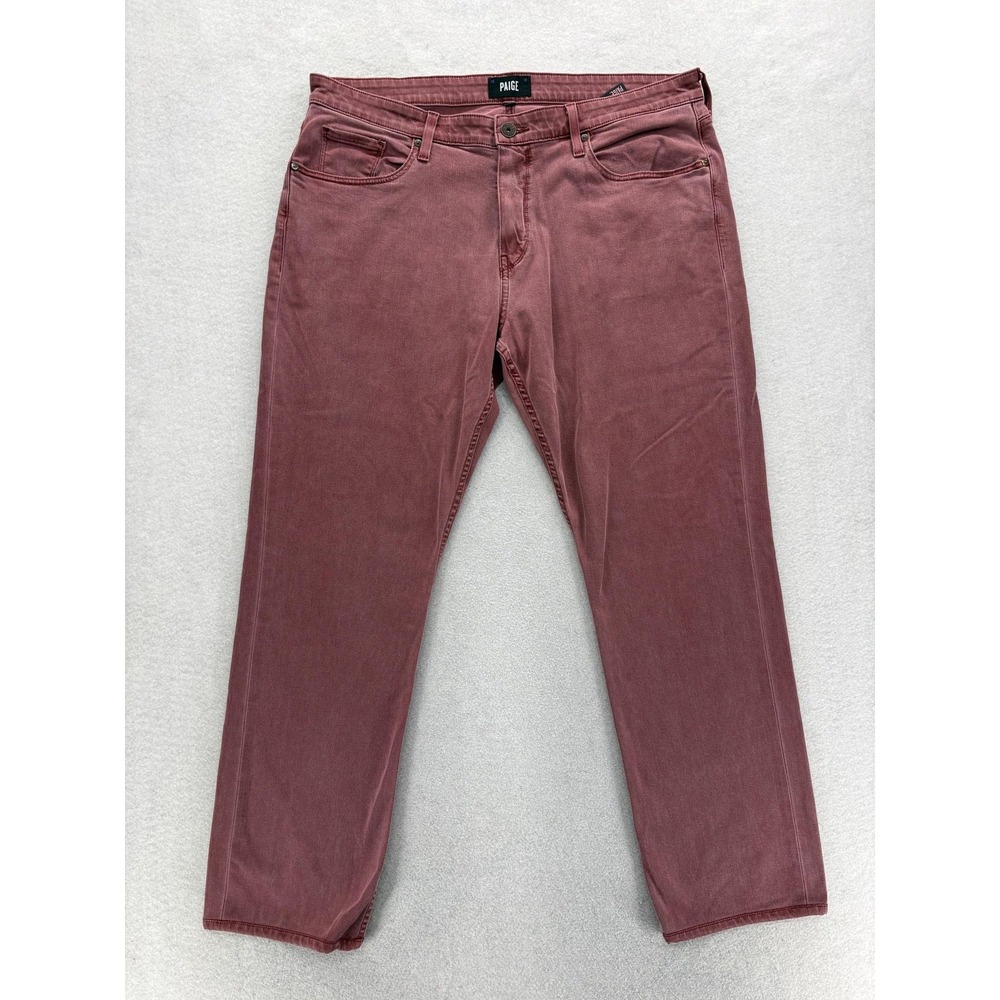 Paige Federal Jeans Mens 38x30 Red Slim Straight Stretch Denim USA Pants Casual